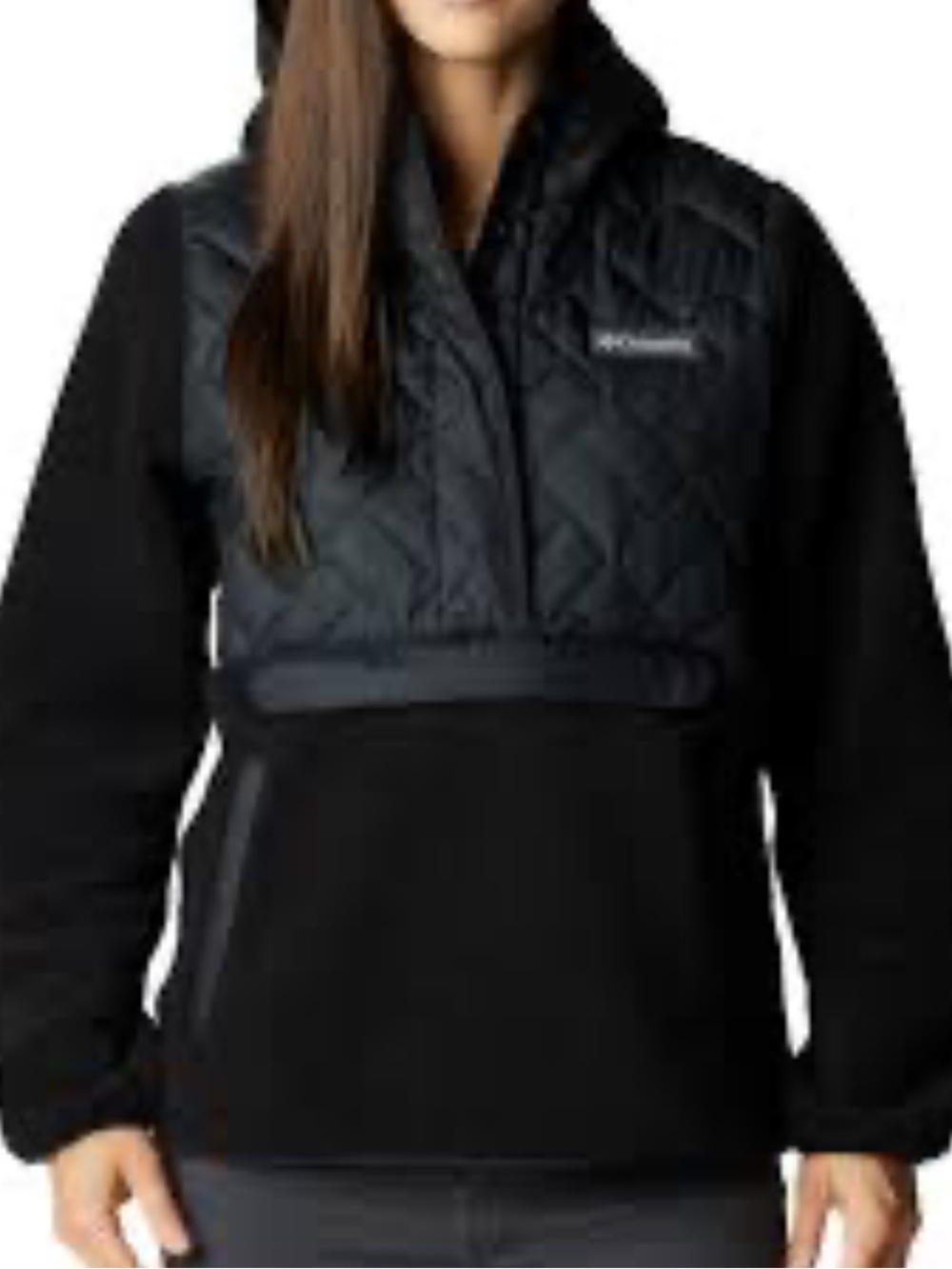 Columbia Black Quilted Panel Hoodie Teddy Jacket S